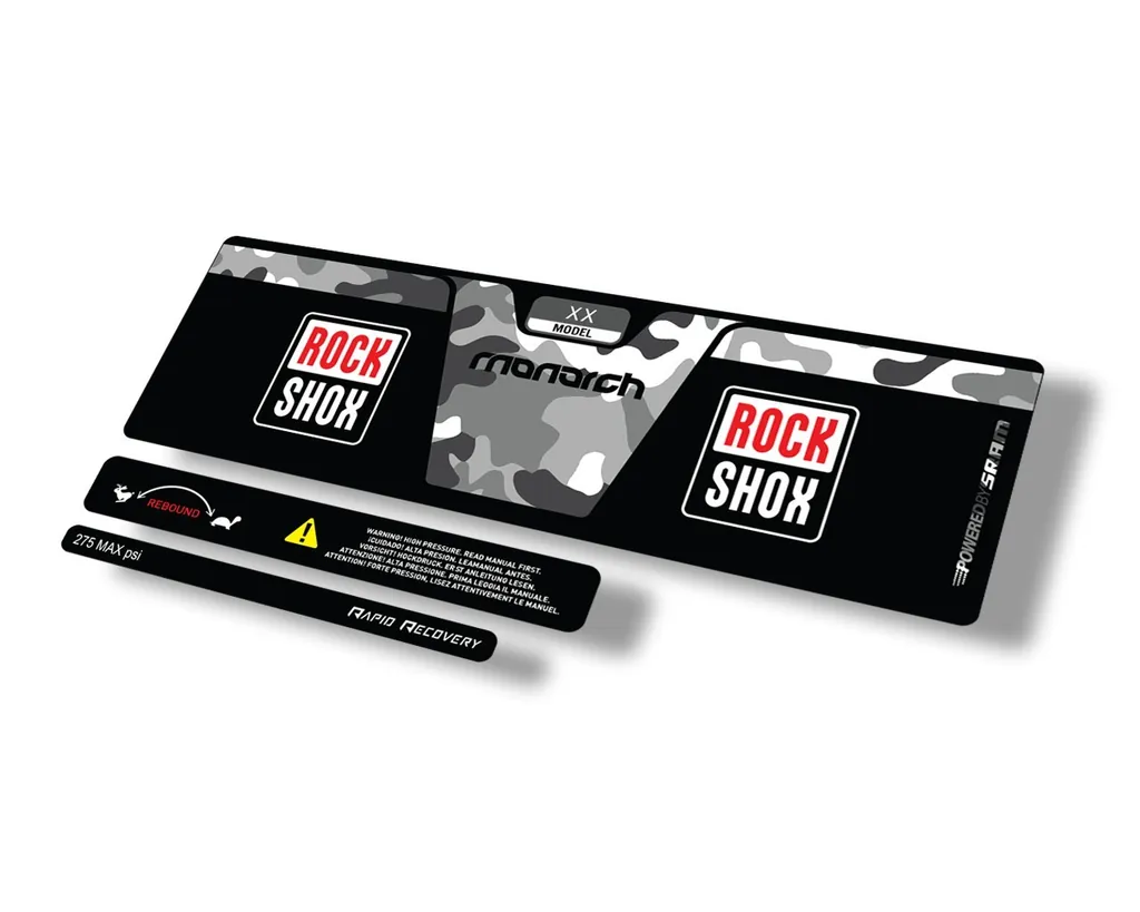 Rock Shox 2014 Monarch XX Rear Shock Decal Sticker Adhesive Set White Camo - 1
