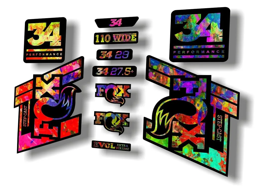 FOX 34 Step Cast SC 2020 Fork Suspension Factory Decal Sticker Set Oil Slick - 1