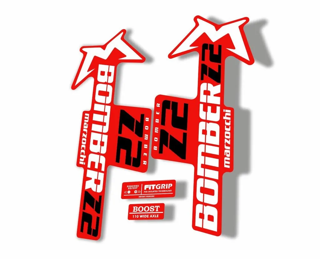 Marzocchi Bomber Z2 2020 Fork Suspension Sticker Decal Kit Adhesive Red White - 1