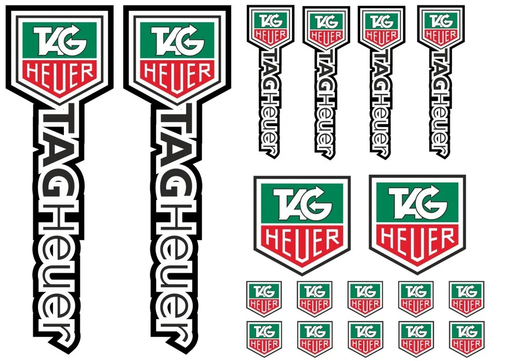 TAG HEUER Motorcyle Suspension Fork Decal Sticker Graphic Set Vinyl 18 Pcs - 1