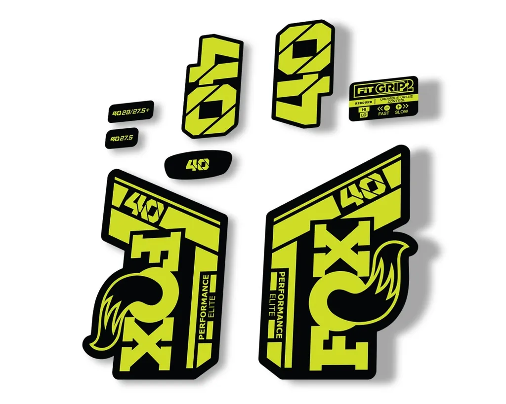 FOX 40 Performance Elite 2021 Fork Decals Suspension Sticker Adhesive Lime Green - 1