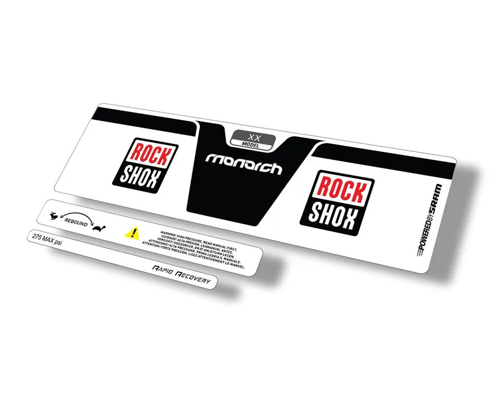 Rock Shox 2014 Monarch XX Rear Shock Decal Sticker Adhesive Set Black - 1