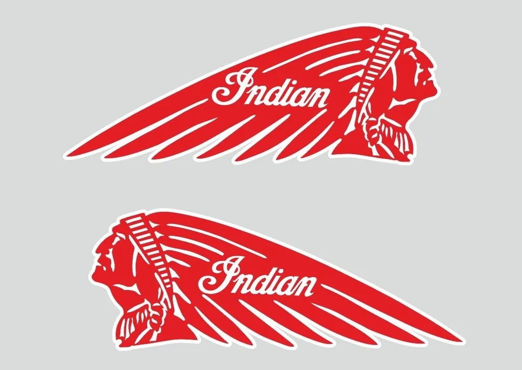 INDIAN WAR BONNET MOTORCYLES Vinyl Decal Adhesive Sticker 8.5" x 3.5 Red 2 Pcs - 1