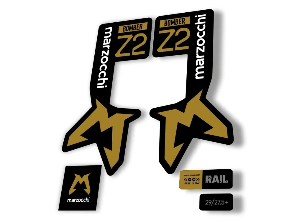 Marzocchi Bomber Z2 2025 Fork Suspension Sticker Decal Kit Adhesive Gold - 1