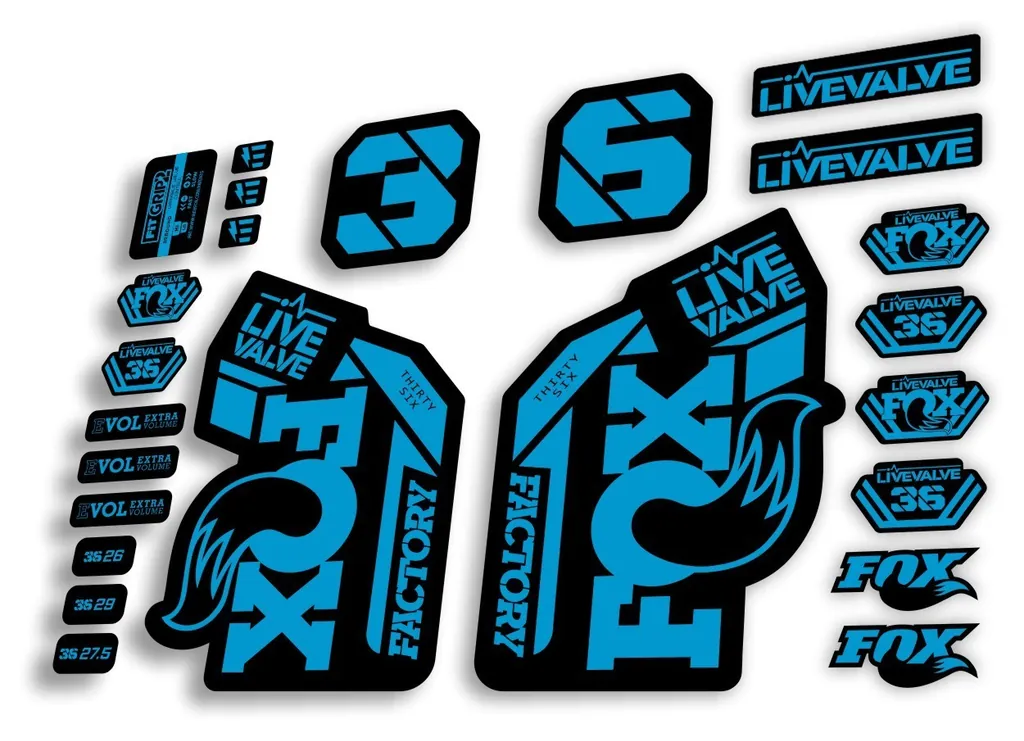 FOX 36 2022 Live Valve Forks Suspension Decal Sticker MTB Set Blue 24Pcs - 1