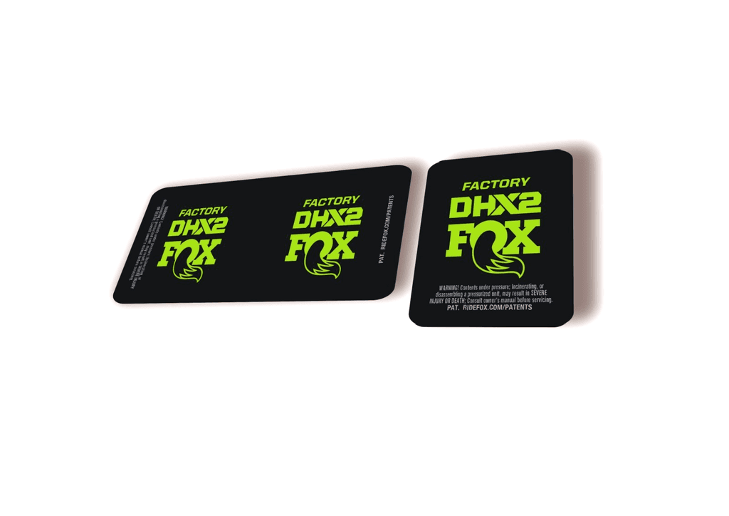 FOX DHX2 Factory 2026 Rear Shock Decal Sticker Kit Adhesive Green - 1