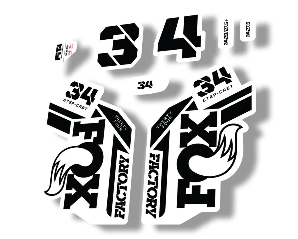 FOX 34 Step Cast SC 2021 Factory Fork Decals Suspension Sticker Adhesive Black - 1
