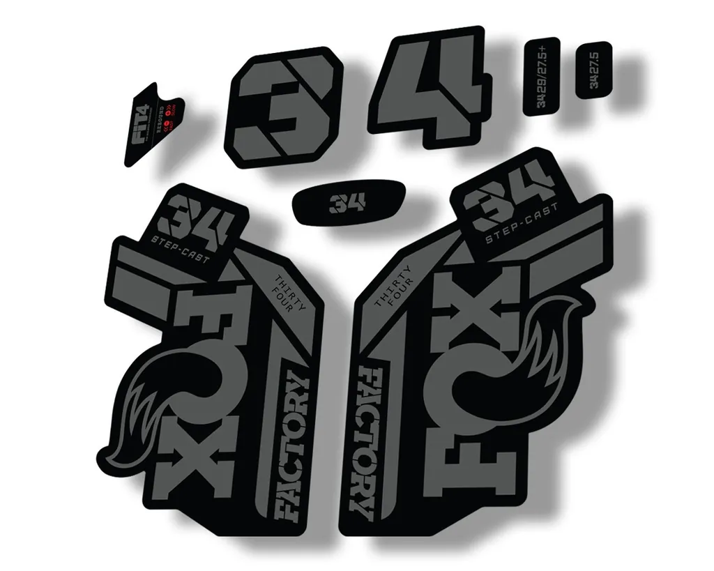 FOX 34 Step Cast SC 2021 Factory Fork Decals Suspension Sticker Adhesive Gray - 1