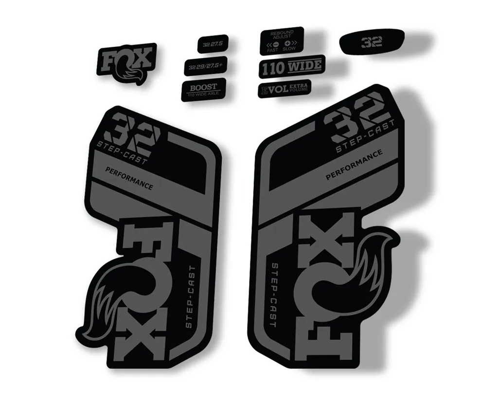 FOX 32 Step Cast Perf. 2021 Factory Fork Decals Suspension Sticker Gray - 1