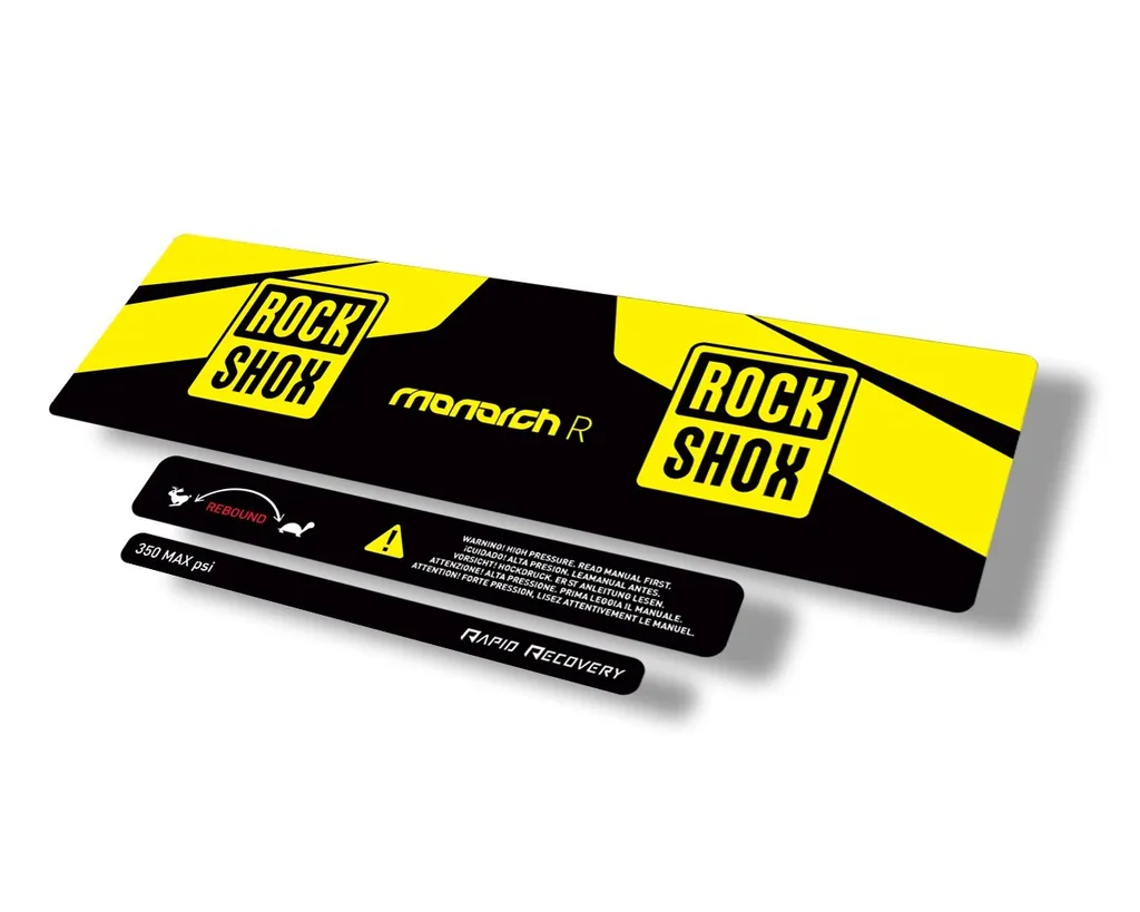 Rock Shox 2016 Monarch R Rear Shock Decal Sticker Adhesive Set Yellow - 1