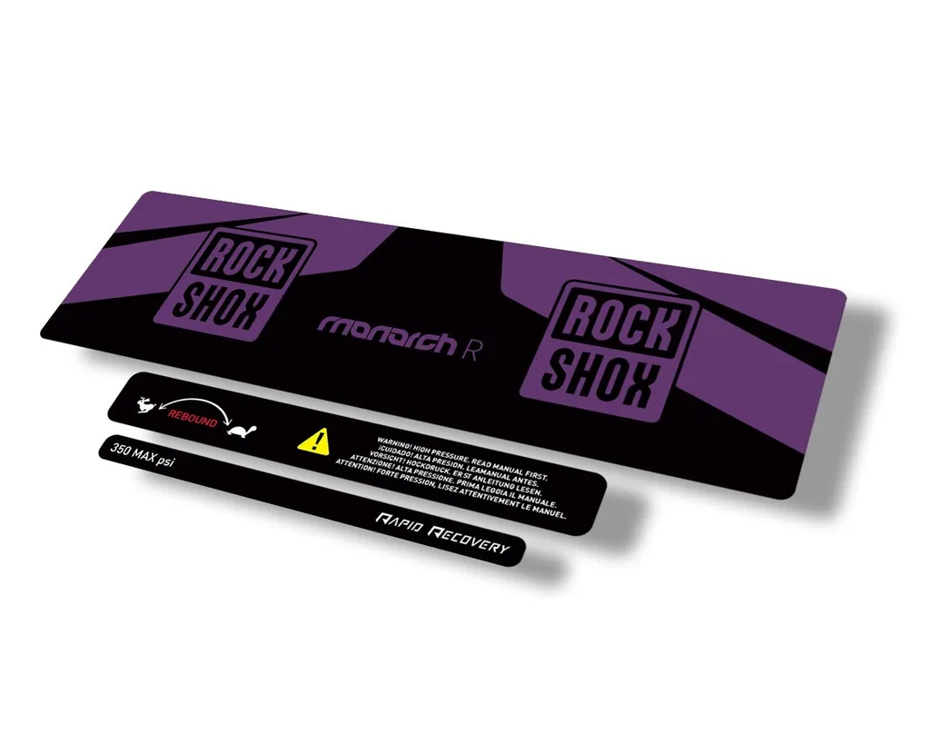 Rock Shox 2016 Monarch R Rear Shock Decal Sticker Adhesive Set Purple - 1