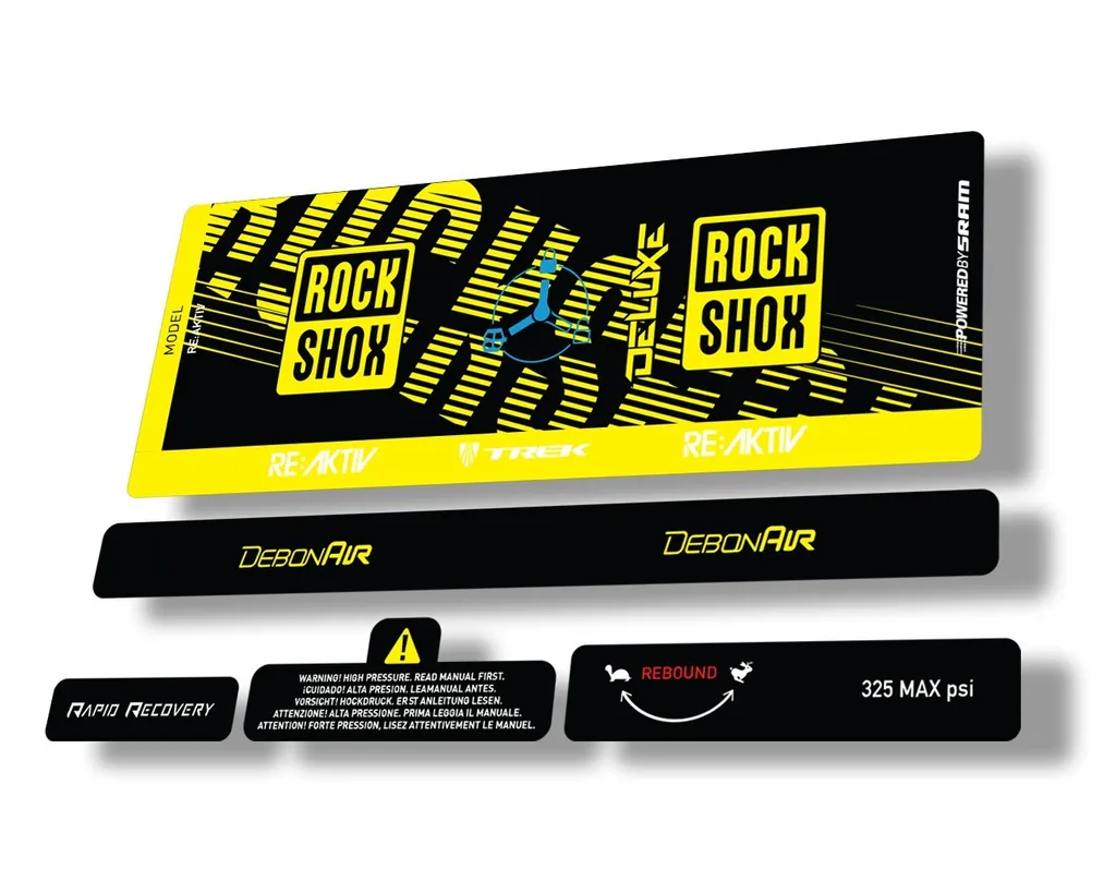 Rock Shox Deluxe RT3 RE AKTIV 2020 Rear Shock Decal Sticker Set Yellow - 1