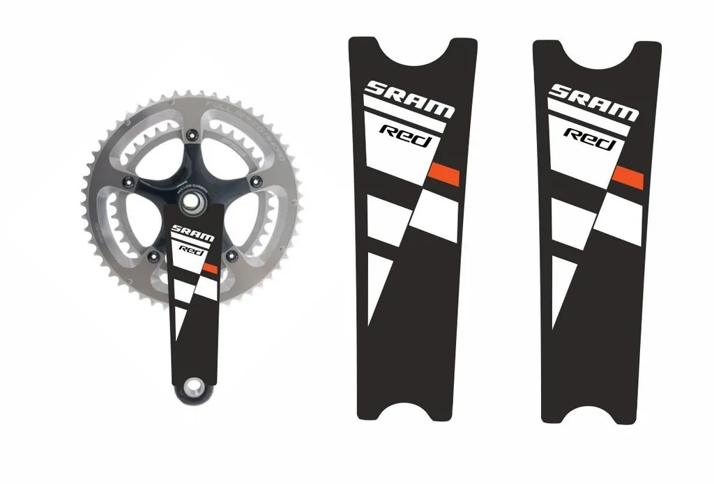 Crank Set Stickers Decals MTB SRAM RED Road Bike Bicycle Adhesive 2Pcs Orange - 1