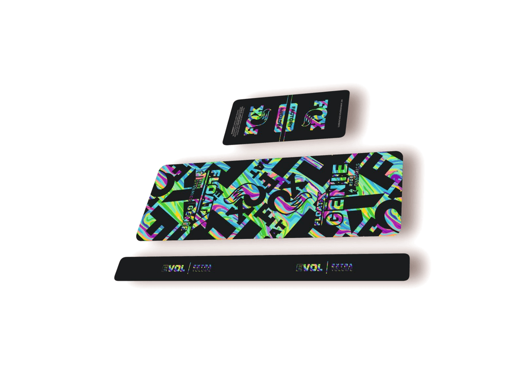 FOX Float X GENIE 2025 Rear Shock Decal Sticker Kit Adhesive Oil Slick 1 - 1