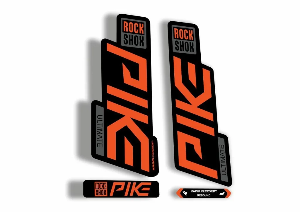 Rock Shox PIKE 2020 ULTIMATE Mountain Bike Cycling Decal Sticker Orange Gray - 1