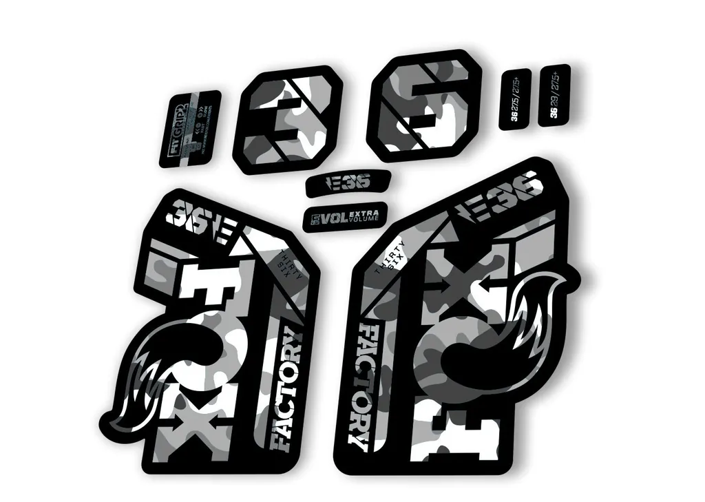 FOX 36 E-Bike Fork Decal Sticker Set 2021 Factory MTB Suspension White Camo - 1