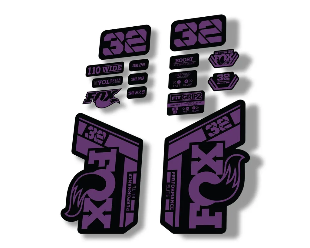 FOX 32 Performance Elite 2021 Factory Fork Decals Suspension Sticker Purple - 1