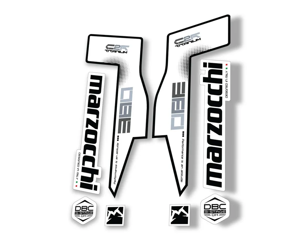 Marzocchi 380 C2R2 Titanium Suspension Graphic Decal Kit Sticker Set Black - 1