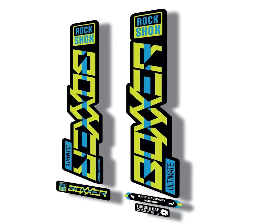 Rock Shox BOXXER 2020 ULTIMATE Mountain Bike Cycling Decal Adhesive Blue Lime - 1