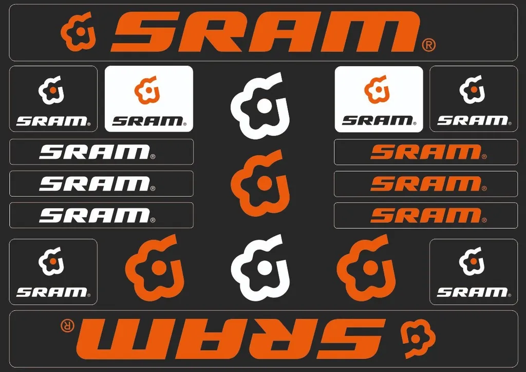 Bicycle Vinyl Stickers – Compatible with SRAM Bikes – Orange - 1