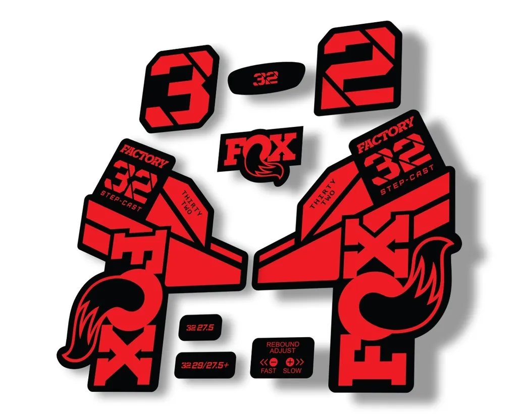 FOX 32 Step Cast 2021 Factory Fork Decals Suspension Sticker Red - 1