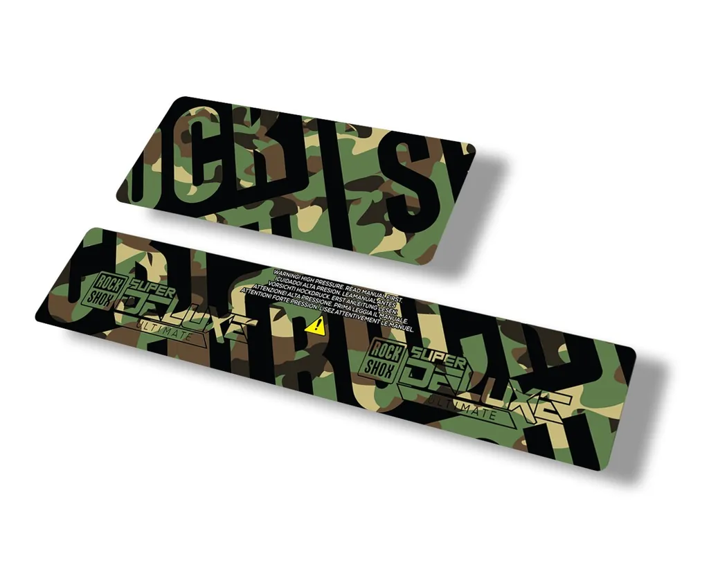 Rock Shox 2021 Super Deluxe Ultimate Rear Shock Decal Sticker Adhesive Set Camo - 1