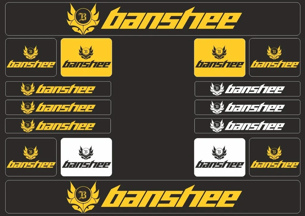Bicycle Vinyl Frame Stickers Custom Compatible with BANSHEE Yellow - 1