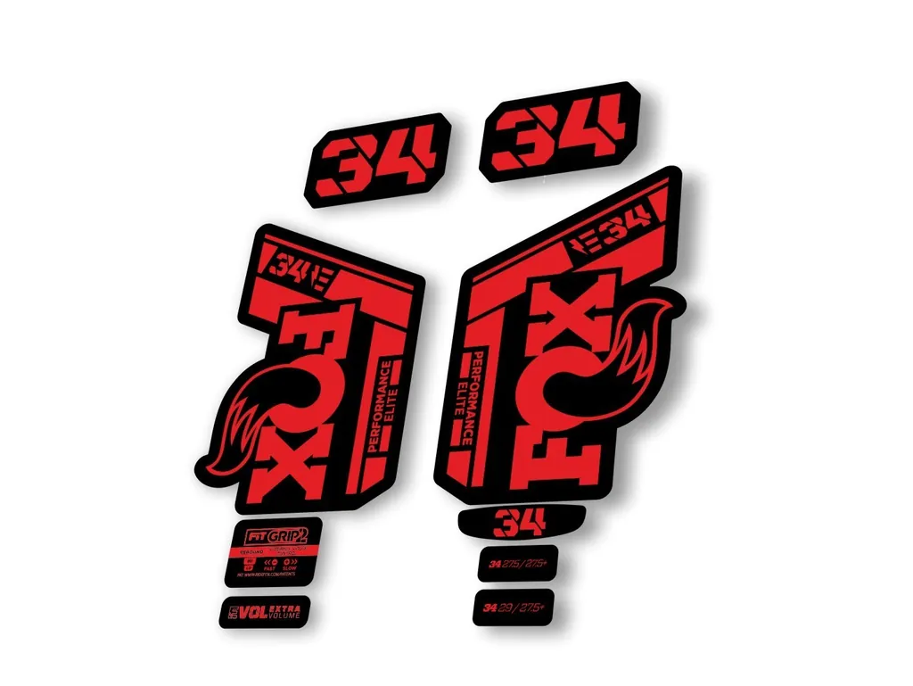 Fox 34 2022 Performance Elite E Bike Fork Decals Suspension Sticker Red - 1