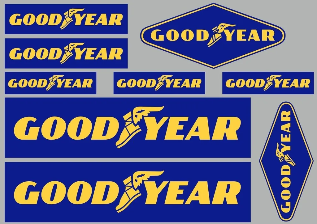 GOODYEAR Decals Quality Stickers Vinyl Graphic Set Logo Adhesive Kit 9 Pcs - 1