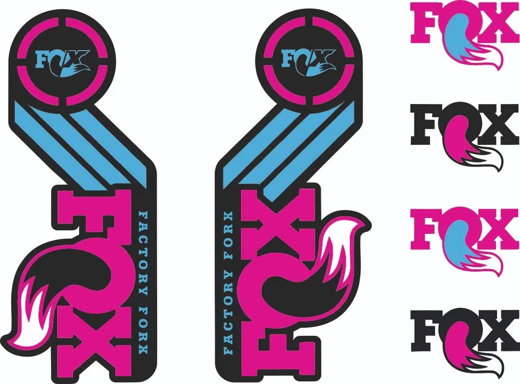 FOX Racing Shox AM Heritage Sticker Decal 2015 Kit Fork/Shock Set Pink Blue - 1