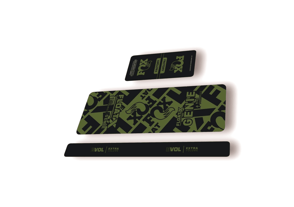 FOX Float X GENIE 2025 Rear Shock Decal Sticker Kit Adhesive Olive - 1