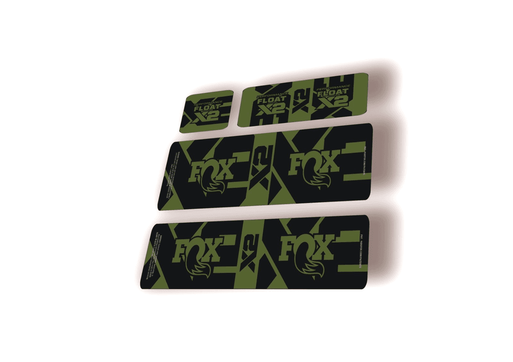 FOX Float X2 Performance 2026 Rear Shock Decal Sticker Kit Adhesive Olive - 1