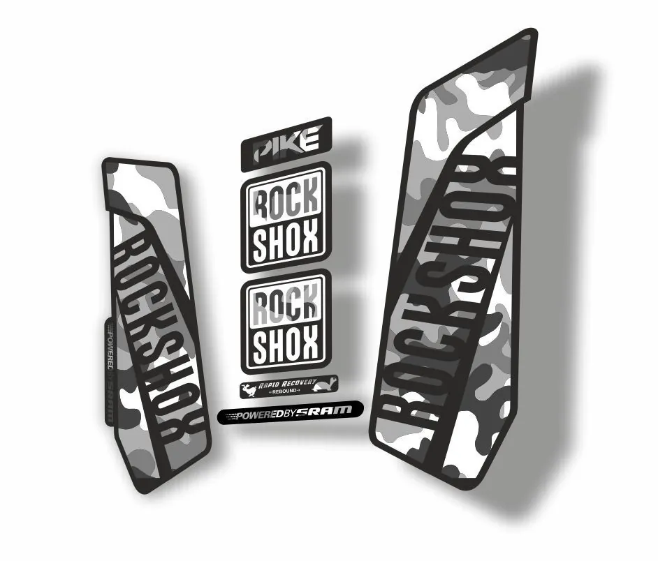 Rock Shox Pike 2016 Mountain Bike Cycling Decal Kit Sticker Adhesive White Camo - 1