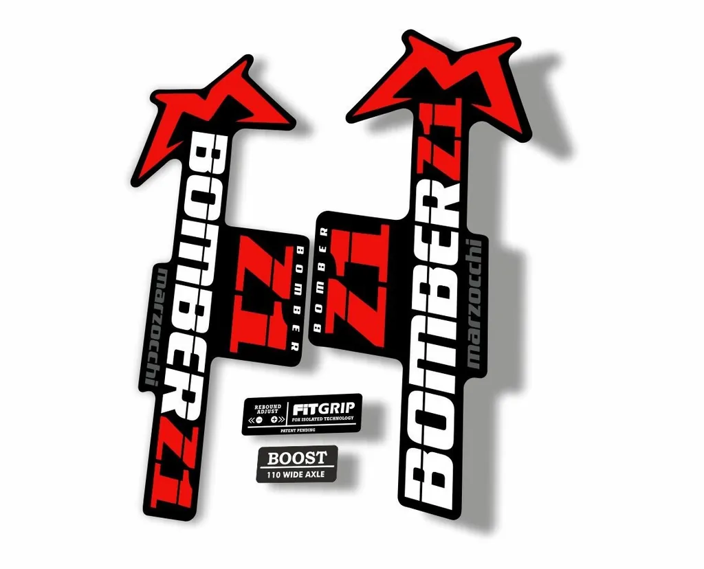 Marzocchi Bomber Z1 2018 Fork Suspension Sticker Decal Kit Adhesive Red White - 1