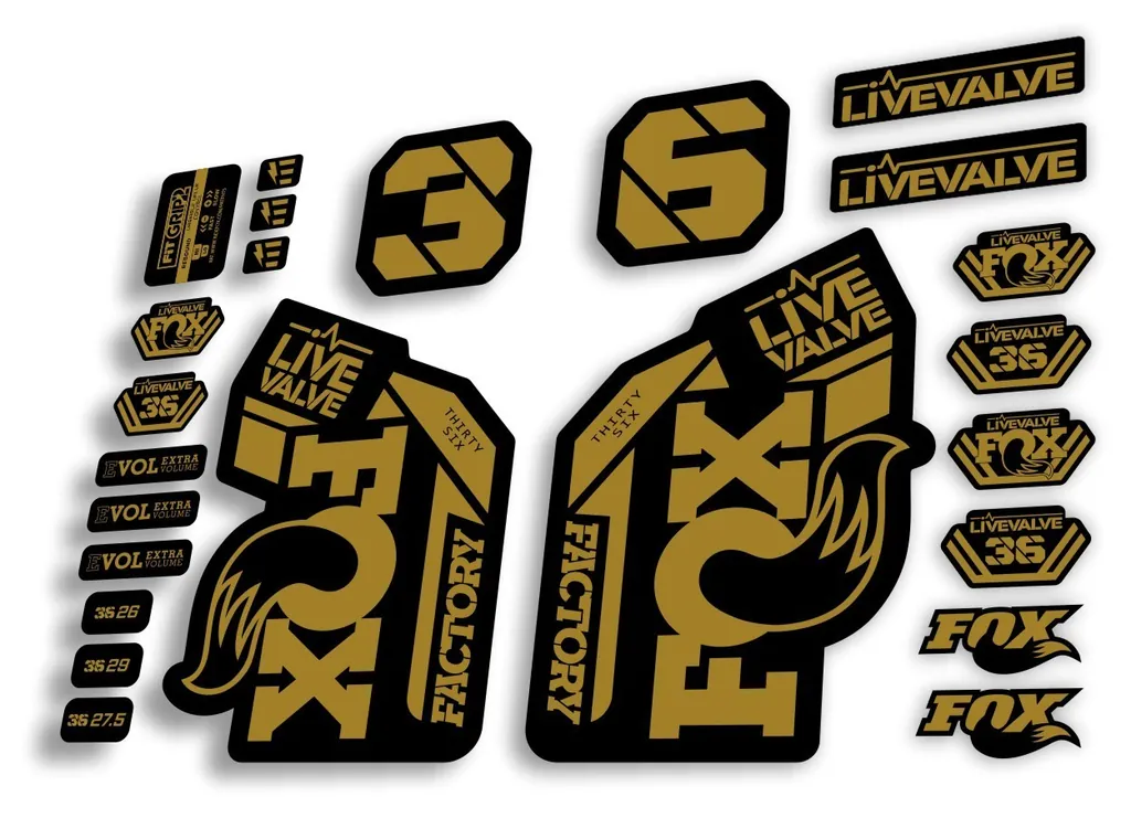 FOX 36 2022 Live Valve Forks Suspension Decal Sticker MTB Set Gold 24Pcs - 1