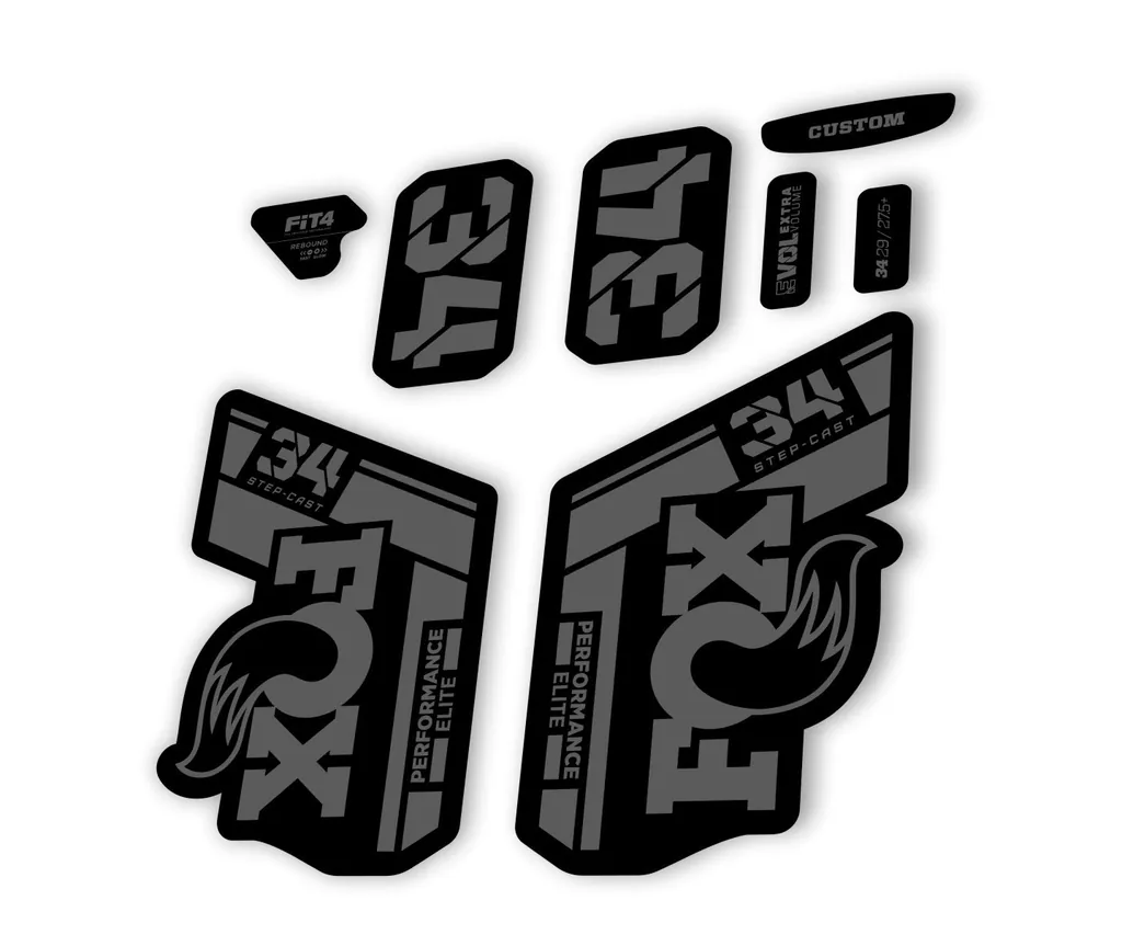 FOX 34 Step Cast Elite 2021 Factory Fork Decals Suspension Sticker Orange Gray - 1
