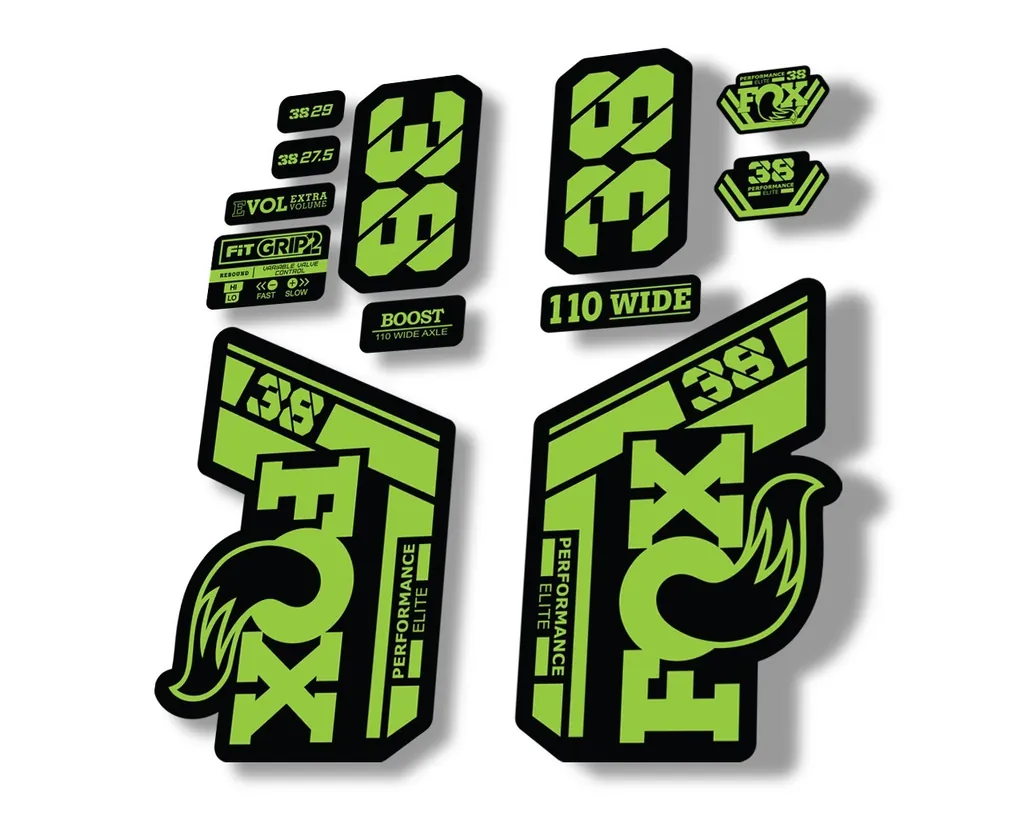 FOX 38 Performance Elite 2021 Forks Suspension Factory Decal Sticker Green - 1