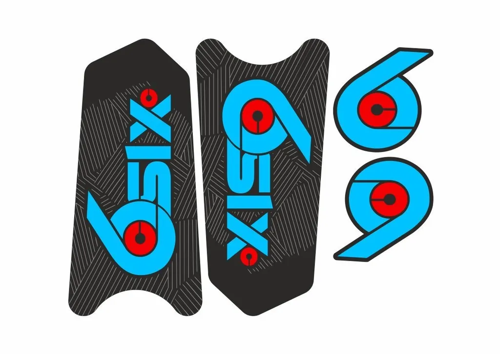 Race Face SixC Crank Decals Set Stickers Mountain Bike Adhesive Blue Red - 1