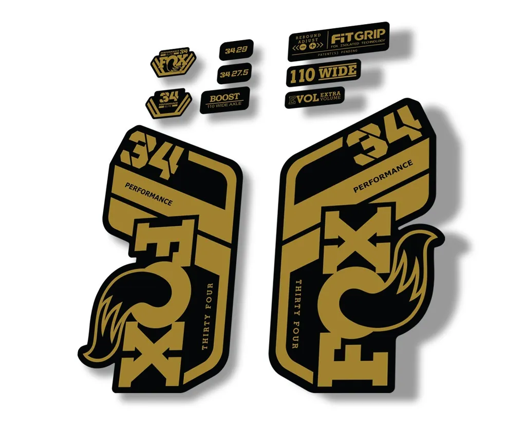 FOX 34 Performance 2021 Factory Fork Decals Suspension Sticker Gold - 1