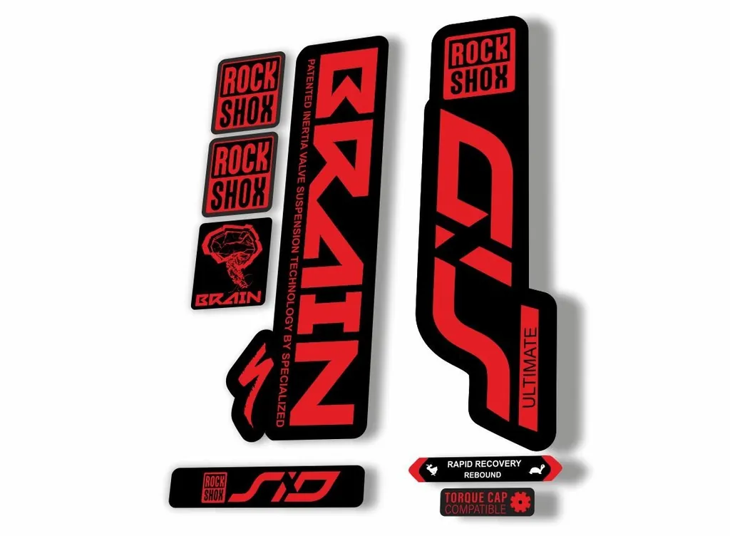 Rock Shox SID Brain ULTIMATE 2020 Mountain Bike Cycling Decal Sticker Kit Red - 1