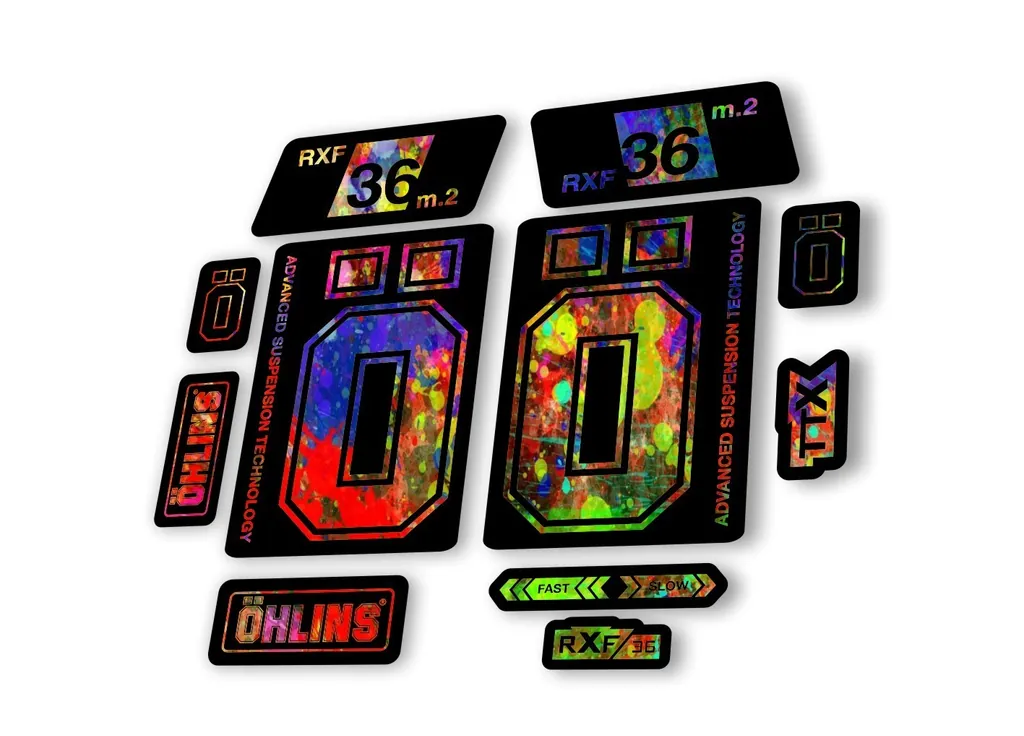 Ohlins RXF 36 M.2 2022 Fork Decal Mountain Bike Cycling Sticker Oil Slick - 1