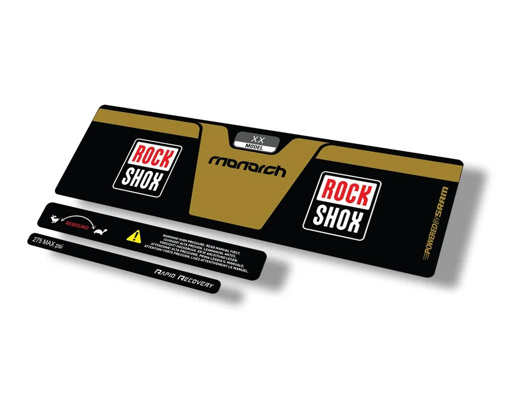 Rock Shox 2014 Monarch XX Rear Shock Decal Sticker Adhesive Set Gold - 1