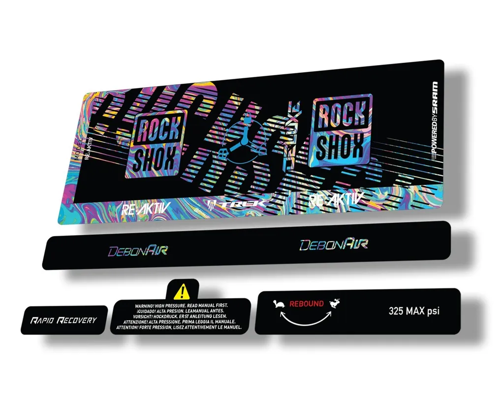 Rock Shox Deluxe RT3 RE AKTIV 2020 Rear Shock Decal Sticker Set Oil Slick 1 - 1