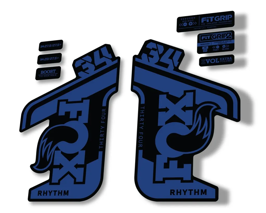 FOX 34 RHYTHM 2021 Forks Suspension Factory Decal Sticker Adhesive Dark Blue - 1