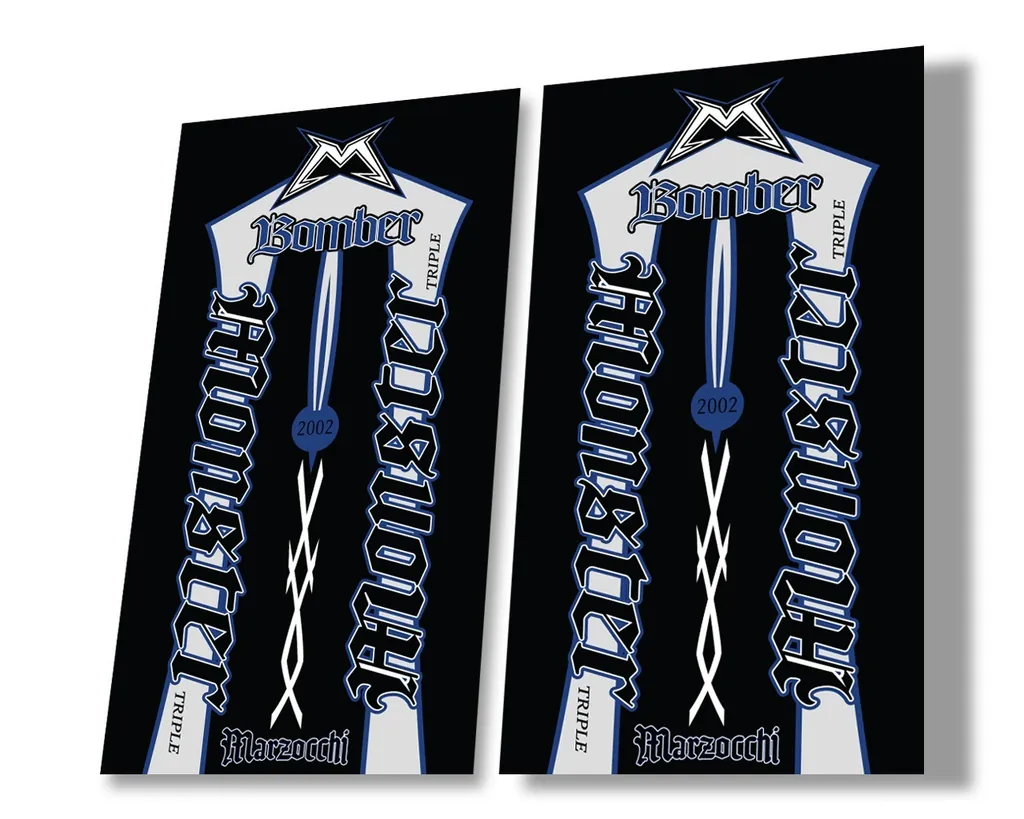 Marzocchi Bomber Monster 2002 Suspension Decal Kit Sticker Adhesive Dark Blue - 1
