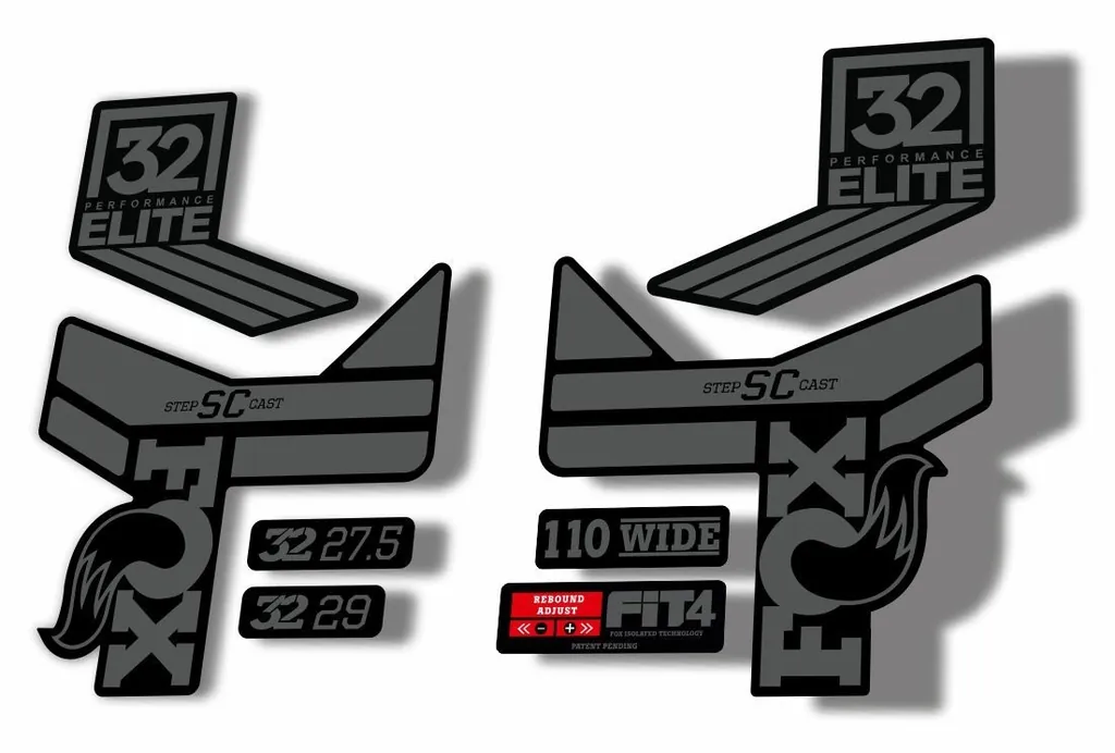 FOX 32 Step Cast SC EP Fork Suspension Factory Decal Stickers Adhesive Gray - 1