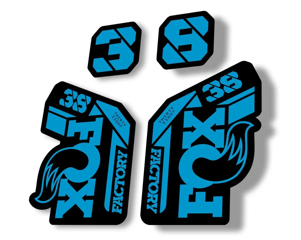 FOX 38 2021 Factory Forks Suspension Decals Sticker Set Adhesive Blue - 1
