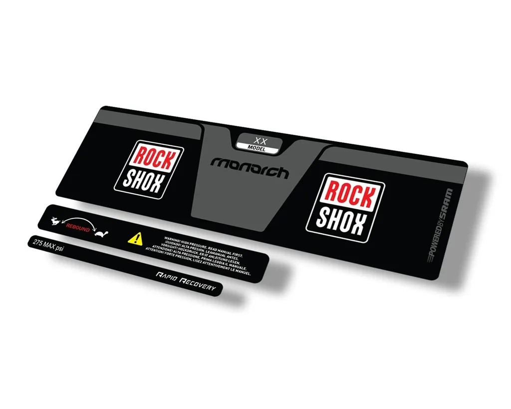 Rock Shox 2014 Monarch XX Rear Shock Decal Sticker Adhesive Set Gray - 1