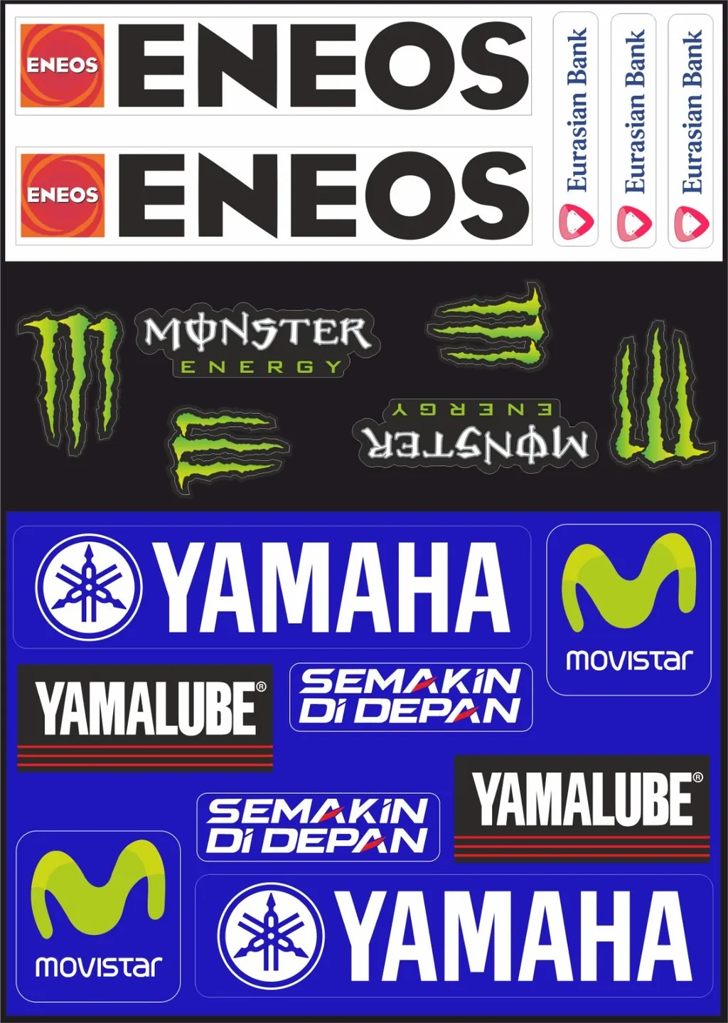 Enos Monster Decal Stickers Motorcycle Graphic Set Logo Vinyl Adhesive 19 Pcs - 1