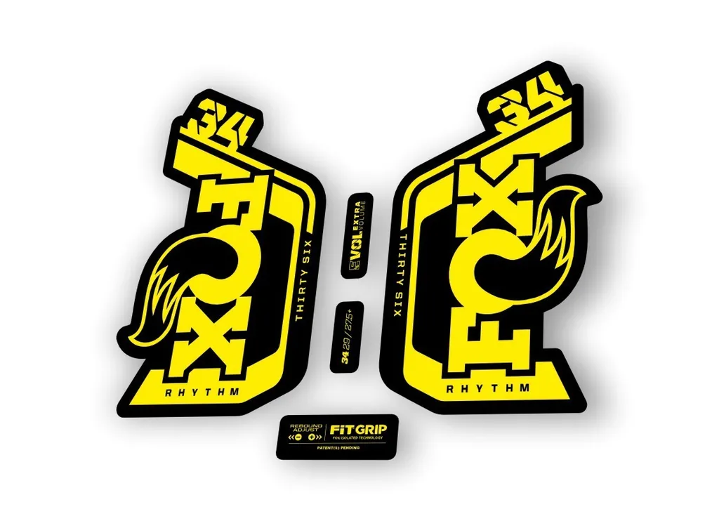 Fox 34 Rhythm 2024 Fork Suspension Factory Decal Sticker Adhesive Yellow - 1